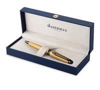 Waterman Bolígrafo Expert | Lacado en dorado metalizado con detalles en rutenio | Punta mediana | Tinta negra | Con caja de regalo