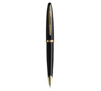 Waterman Carène Black Sea bolígrafo | color negro muy brillante con clip de oro de 23 quilates | plumín mediano con cartucho de tinta azul | estuche de regalo