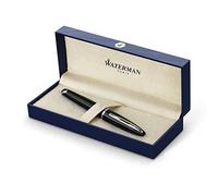 Waterman Pluma estilográfica Carène Black Sea, negro muy brillante, plumín mediano, estuche de regalo