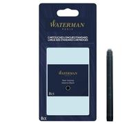Waterman cartuchos de tinta para plumas estilográficas | largos | negro intenso | paquete de 8 | en blíster