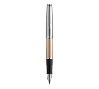 Waterman Emblème Pluma Estilográfica, Dorado (Deluxe Gold and Chrome Trim), Punta Mediana