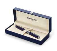 Waterman Exception Füllfederhalter (Modell Slim) (blau mit Silber-plattiertem Clip, Federstärke F, blaue Tinte, Geschenkbox)