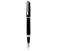 Waterman Exception Füllfederhalter (Modell Slim), schwarz mit Silber-plattiertem Clip, Federstärke F, blaue Tinte, Geschenkbox