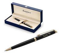 Waterman Hémisphère - Bolígrafo con grabado | Regalo para hombre y mujer | inspirado en la moda parisina | personalizado | grabado | tinta azul (negro lacado G.C., bolígrafo)