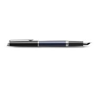 Waterman Pluma estilográfica Hémisphère lacado negro y azul, plumín F acero inox, estuche de regalo