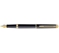 Waterman Pluma estilográfica Hémisphère negro oro 23 quilates plumín fino estuche de regalo