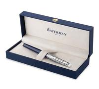 Waterman Pluma estilográfica Hémisphère – Lacada azul plumín mediano acero inoxidable estuche regalo
