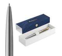 Waterman Impression Bolígrafo | Punta media con recarga de tinta azul | Acero inoxidable con adornos chapados en oro | Caja de regalo