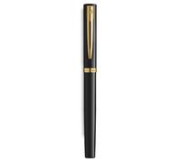 Waterman Pluma estilográfica Impression – Plumín M, tinta azul, laca negra, adornos chapados en oro