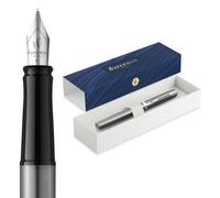 Waterman Pluma estilográfica Impression Acero CT Plumín fino tinta azul Caja regalo
