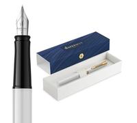 Waterman Pluma estilográfica Impression, plumín fino, tinta azul, chapado en oro, caja regalo