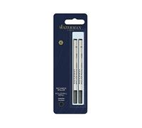 Waterman Recambio para bolígrafos roller - Punta fina, tinta negra - Paquete de 2