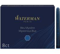 Waterman - Cartuchos de tinta para plumas estilográficas, largos, azul misterioso, paquete de 8