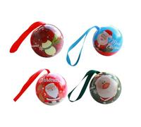 WATIIFUFU 4 Cajas de Hojalata en Forma de Bola para Decoración Navideña y Almacenamiento de Dulces, Material de Hierro, Diseño Festivo para Fiesta de Navidad Color Aleatorio