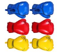 WATIIFUFU 6piezas Globos de Foil con Guantes de Boxeo Inflables Decoración Temática para Fiestas de Lucha y Cumpleaños Infantiles Colores Vivos Rojo Amarillo y Azul