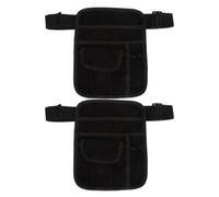 WATIIFUFU Bolsa de Cintura Lona Negra con Diseño Ajustable y Múltiples Bolsillos, Fácil de Limpiar, 2 Piezas para Delantal de Camarera de Restaurante para Bares y Restaurantes