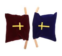 WATIIFUFU Bolsas para Ofrendas de Iglesia de Terciopelo 10 Pulgadas con Asas de Madera Juego de 2 Piezas Rojo y Azul para Ceremonias Religiosas Comunión y Eventos Cristianos