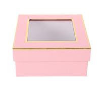 WATIIFUFU Caja de Obsequio de Papel para Flores con Ventana Transparente Tamaño 15X15X7 CM Color Rosa para San Valentín Cumpleaños y Bodas Caja Versátil para Ramos y Dulces