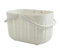 WATIIFUFU Cesta de Baño Hueca de Plástico PP Asa, Blanco | Holes de Ventilación y Drenaje, Diseño Ligero y Resistente, para Duchas, Ropa y Artículos de Limpieza