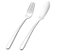 WATIIFUFU Juego de Cubiertos Hogar de Acero Inoxidable, Cuchillo y Tenedor para Pescado Diseño Ergonómico, Práctico y Color Plata, Adecuado para Restaurante
