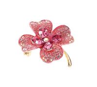 WATIIFUFU Pin de Flor Trébol de Cuatro Hojas con Gemas de Imitación, Aleación de Zinc Elegante y Diseño Antifugas para Mujeres en Fiestas y Uso Diario