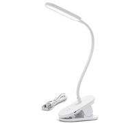 WatioWave Lámpara LED de pinza recargable blanca con luz ajustable, ideal para lectura en la cama o iluminación de espacios pequeños.