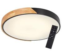 WatioWave Plafón LED redondo 72W con marco de madera, ideal para iluminar espacios interiores con estilo y nergética.
