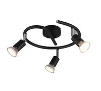 WatioWave Regleta de 3 focos GU10, color negra, diseño moderno, ideal para iluminación en salones, oficinas y espacios de trabajo.