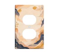 Waves - Placa de pared dúplex para toma de corriente, abstracto, moderno, sol, luna, verano, beige, plástico, tamaño estándar, placas de pared para enchufes eléctricos para sala de estar, dormitorio