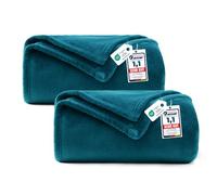 WAVVE 2 Piezas Manta Franela para Cama 90, 2pcs Manta para Sofá 150x200 cm, Manta de Microfibra, Suave, Cálida, Transpirable (Turquesa)