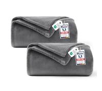 WAVVE 2 Piezas Manta Franela para Cama 90, 2pcs Manta para Sofá 150x200 cm, Manta de Microfibra, Suave, Cálida, Transpirable (Gris)