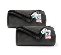 WAVVE 2 Piezas Manta Franela para Cama 90, 2pcs Manta para Sofá 150x200 cm, Manta de Microfibra, Suave, Cálida, Transpirable (Negro)