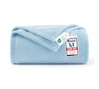WAVVE Manta Franela para Cama 90, Manta para Sofá 150x200 cm, Manta de Microfibra, Suave, Cálida, Transpirable (Azul Claro)