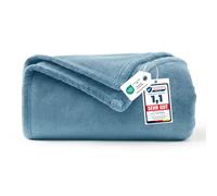 WAVVE Manta Franela para Cama 90, Manta para Sofá 150x200 cm, Manta de Microfibra, Suave, Cálida, Transpirable (Gris Azul)
