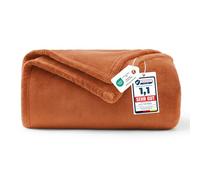 WAVVE Manta Franela para Cama 90, Manta para Sofá 150x200 cm, Manta de Microfibra, Suave, Cálida, Transpirable (Naranja)
