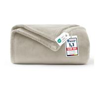 WAVVE Manta Franela para Cama 90, Manta para Sofá 150x200 cm, Manta de Microfibra, Suave, Cálida, Transpirable (Beige)