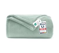 WAVVE Manta Franela para Cama 90, Manta para Sofá 150x200 cm, Manta de Microfibra, Suave, Cálida, Transpirable (Verde Salvia)