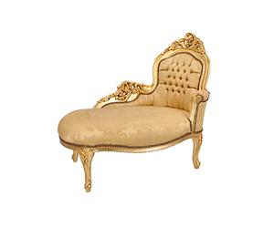 Way Home Store - Dormeuse sillón paulina barroco estilo francés Luis XVI - coloración oro hoja y tejido dorado - Dimensiones: 106x90x65 cm