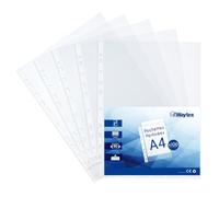 Waytex 931306 - Lote de 100 fundas perforadas (A4, granuladas, 90 micras), transparente