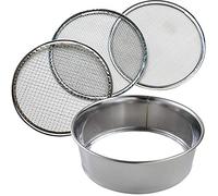 Wazakura Juego de 3 Piezas de Tamiz de Tierra para Suelo para Jardinería y Bonsái, Tamiz de Malla Fina de Acero Inoxidable de 210 mm
