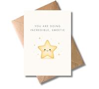 WBdesignz Bonita tarjeta de animación con sobre - You are doing incredible, sweetie - dulce estrella - Tarjeta para motivación, buena recuperación, mucho éxito para exámenes, mutmacher - para amigas