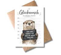 WBdesignz Divertida tarjeta de despedida para compañeros de trabajo con sobre - Felicitaciones por tu fuga con la nutria prisionera - Cambio de trabajo - Despido de jubilación - Oficina Humor