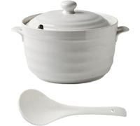 WBDWWTD Tapa De Doble Asa Sopa De Sopera Blanca Pura con Tapa Blanca Cazuela De Plato Blanco Redonda De Cerámica/Olla De Barro/Olla De Barro/Utensilios De Cocina De Cerámica [Clase de eficiencia