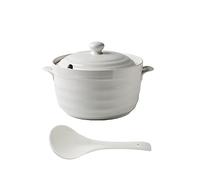 WBDWWTD Tapa De Doble Asa Sopa De Sopera De Cerámica Blanca Pura Cazuela De Plato Blanco Redondo De Cerámica/Olla De Barro/Olla De Barro/Utensilios De Cocina De Cerámica Resistente Al Calor (Tamaño: