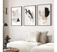 WBYZAC 3 Imágenes Set-Pintura Abstracta en Lienzo de Colores Neutros Estilo Nórdico Moderno Minimalista Póster para Dormitorio Galería Pared Decoración de Oficina-40x60cm (sin marco)