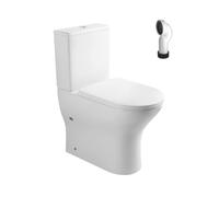 Wc Inodoro Completo Confort Compacto Adosado a Pared Alto Movilidad Reducida con Sistema Rimless | Wc Completo con Salida Dual y Asiento Amortiguado