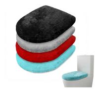 Wc - Juego de 4 fundas para tapa de inodoro | Funda de asiento apta para la mayoría de tapas (negro/piedra/gris claro/rojo)