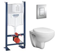 Grohe Solido - Conjunto de módulo de instalación empotrado, inodoro Bau Ceramic y asiento softclose, pulsador Skate Cosmopolitan, cromo 39586000