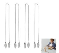 Wcawnlt 4 servilleteros con clip de 48 cm, cadena para servilletas con pinzas de acero inoxidable plateado, práctico soporte para servilletas para adultos, personas mayores, niños, para casa