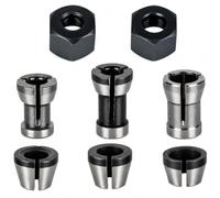 Wcawnlt 8 Piezas Adaptador Pinzas de Acero para Fresadora, 6 Adaptadores (6/6,35/8 mm) + 2 Tuercas, Pinza de Fresado de Acero para Grabado y Madera, Compatible con Einhell, Katsu